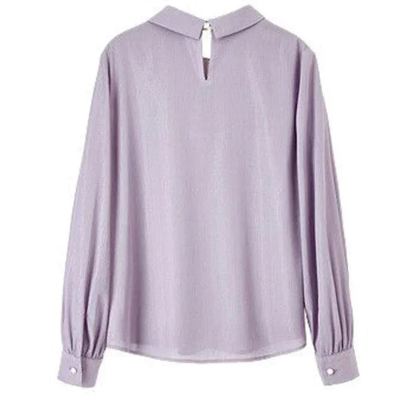Camisa Chiffon, Camisa Feminina Chiffon, Gola Cachecol, Camisa Manga Comprida, Estilo, Conforto, Elegância, Versatilidade, Blusa, Camisa de Gola, Aiella
