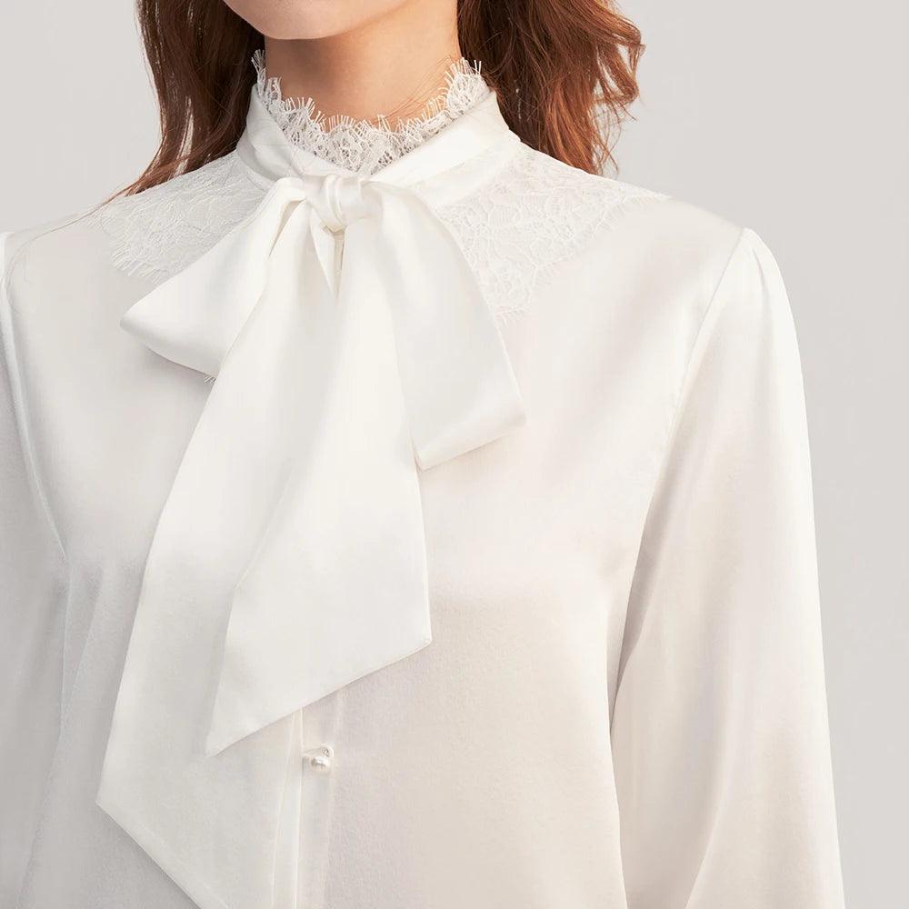 Blusa de Seda, Camisa de Seda com Laço Removível, Blusa de Seda com Pérola, Moda Elegante, Estilo Sofisticado, Look Versátil, Roupas Femininas, Conforto e Estilo, Peça Atemporal, Tendência de Moda, Blusa Feminina, Detalhe Diferenciado, Loja Aiella