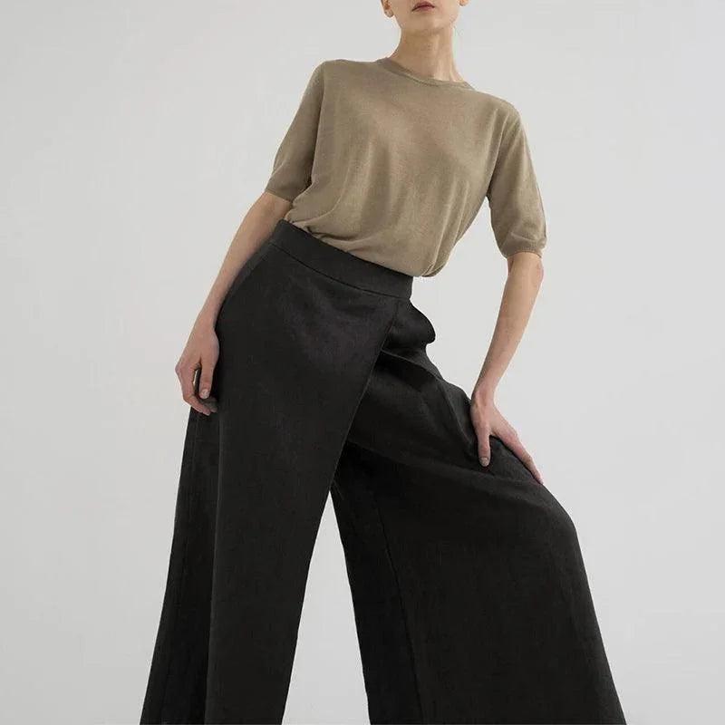 Calça de Linho, Calça Transpassada, Calça de Linho, Moda Confortável, Estilo Sofisticado, Look Casual, Roupas de Verão, Calça Feminina Elegante, Conforto e Estilo, Peça Atemporal, Tendência de Moda, Design Moderno, Loja Aiella