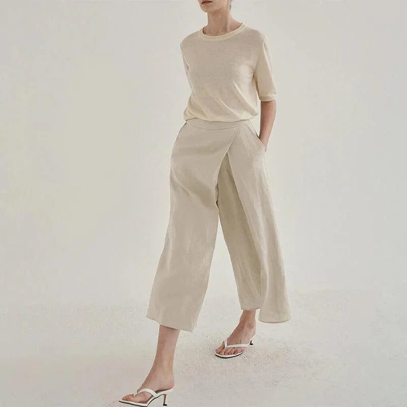 Calça de Linho, Calça Transpassada, Calça de Linho, Moda Confortável, Estilo Sofisticado, Look Casual, Roupas de Verão, Calça Feminina Elegante, Conforto e Estilo, Peça Atemporal, Tendência de Moda, Design Moderno, Loja Aiella