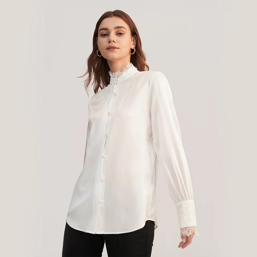 Blusa de Seda, Camisa de Seda com Laço Removível, Blusa de Seda com Pérola, Moda Elegante, Estilo Sofisticado, Look Versátil, Roupas Femininas, Conforto e Estilo, Peça Atemporal, Tendência de Moda, Blusa Feminina, Detalhe Diferenciado, Loja Aiella