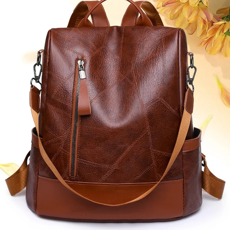 Mochila de Couro Monocromática com Zíper, Acessórios de Moda, Estilo Sofisticado, Mochila Elegante, Conforto e Praticidade, Design Funcional, Moda Clássica, Peça Versátil, Mochila de Couro de Qualidade, Tendência de Acessórios, Mochila Feminina, Mochila, Feminina Preto, Mochila Feminina Preta, Mochila Feminina de Couro, Loja Aiella
